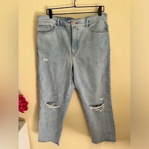 Distressed mom jeans, Express, light wash